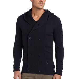 Diesel Tricot & Co Black Men’s Knit Cotton Cardigan Sweater with Hood Size XL